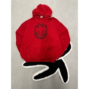 Spitfire Wheels Red Hoodie Mens XL Live to Burn Graphic Skater Sweatshirt